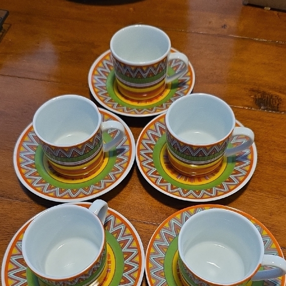 Colorful Geometric Patterned Espresso Cup Set Of 5